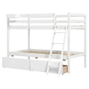 Twin Over Twin Bunk Bed Wood Bed Frame with 2 Storage Drawers and Ladder by LJGDeals