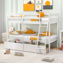 Twin Over Twin Bunk Bed Wood Bed Frame with 2 Storage Drawers and Ladder by LJGDeals