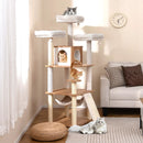 68 Inch Tall Cat Tree with 3 Padded Perches Condo and Sisal Scratching Posts-Natural by LJGDeals