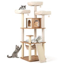68 Inch Tall Cat Tree with 3 Padded Perches Condo and Sisal Scratching Posts-Natural by LJGDeals