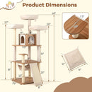 68 Inch Tall Cat Tree with 3 Padded Perches Condo and Sisal Scratching Posts-Natural by LJGDeals