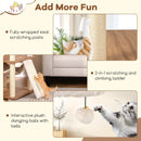 68 Inch Tall Cat Tree with 3 Padded Perches Condo and Sisal Scratching Posts-Natural by LJGDeals