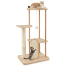 Wooden Multi-level Modern Cat Tower with Scratching Board and Post by LJGDeals