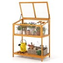 Wood Cold Frame Greenhouse with Transparent Openable Roof and Slatted Storage Shelf-Orange by LJGDeals