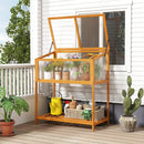 Wood Cold Frame Greenhouse with Transparent Openable Roof and Slatted Storage Shelf-Orange by LJGDeals
