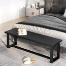 Wood Dining Bench with Metal Frame and Adjustable Footpads by LJGDeals
