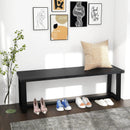 Wood Dining Bench with Metal Frame and Adjustable Footpads by LJGDeals