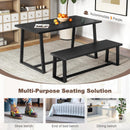 Wood Dining Bench with Metal Frame and Adjustable Footpads by LJGDeals
