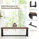 Wood Dining Bench with Metal Frame and Adjustable Footpads