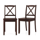 Wood Dining Chair Set of 2 with Rubber Wood Legs and Curved Backrest by LJGDeals
