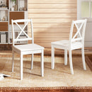 Wood Dining Chair Set of 2 with Rubber Wood Legs and Curved Backrest by LJGDeals