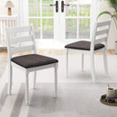 Set of 2 Rubber Wood Dining Chairs with Upholstered Seat-White by LJGDeals