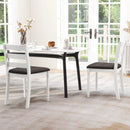 Set of 2 Rubber Wood Dining Chairs with Upholstered Seat-White by LJGDeals
