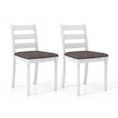 Set of 2 Rubber Wood Dining Chairs with Upholstered Seat-White by LJGDeals