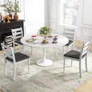 Set of 2 Rubber Wood Dining Chairs with Upholstered Seat-White by LJGDeals