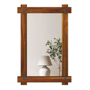 Wood Framed Mirror with Acacia Wood Frame and Vintage Rivet Design Brown by LJGDeals
