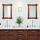 Wood Framed Mirror with Acacia Wood Frame and Vintage Rivet Design Brown-S