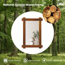 Wood Framed Mirror with Acacia Wood Frame and Vintage Rivet Design Brown by LJGDeals