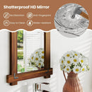 Wood Framed Mirror with Acacia Wood Frame and Vintage Rivet Design Brown by LJGDeals