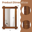 Wood Framed Mirror with Acacia Wood Frame and Vintage Rivet Design Brown-S