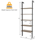 5-Tier Wood Look Ladder Shelf with Metal Frame for Home by LJGDeals