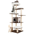 7-Layer Wooden Cat Tree Tall Cat Tower with Sisal Posts and Condo by LJGDeals