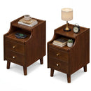 Wood Nightstand Set of 2 with Drawers and Solid Wood Legs by DirectDeals