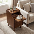 Wood Nightstand with Drawers and Solid Wood Legs for Bedroom by DirectDeals