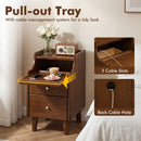 Wood Nightstand with Drawers and Solid Wood Legs for Bedroom by LJGDeals