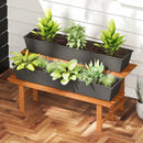 2-Tier Wood Plant Stand Ladder Plant Shelf for Indoor Outdoor
