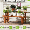 2-Tier Wood Plant Stand Ladder Plant Shelf for Indoor Outdoor