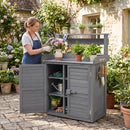 Wood Potting Bench with Stainless Steel Top and Storage by LJGDeals