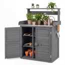 Wood Potting Bench with Stainless Steel Top and Storage