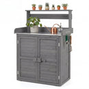 Wood Potting Bench with Stainless Steel Top and Storage by LJGDeals