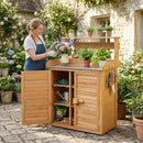 Wood Potting Bench with Stainless Steel Top and Storage by LJGDeals