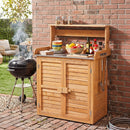 Wood Potting Bench with Stainless Steel Top and Storage by LJGDeals
