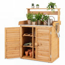 Wood Potting Bench with Stainless Steel Top and Storage by LJGDeals