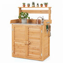 Wood Potting Bench with Stainless Steel Top and Storage by LJGDeals