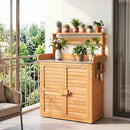 Wood Potting Bench with Stainless Steel Top and Storage by LJGDeals