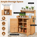 Wood Potting Bench with Stainless Steel Top and Storage by LJGDeals