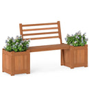 Wood Planter Box with Bench and Backrest for Garden Yard Balcony by LJGDeals