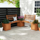 Wood Planter Box with Bench and Backrest for Garden Yard Balcony by LJGDeals