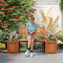 Wood Planter Box with Bench and Backrest for Garden Yard Balcony by LJGDeals