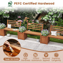 Wood Planter Box with Bench and Backrest for Garden Yard Balcony