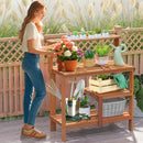 Outdoor Garden Potting Wood Planting Workstation with Open Shelves by LJGDeals