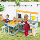 Fir Wood Play Kitchen with Kids Picnic Table and Built-in Bench-Gray by DirectDeals