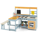 Fir Wood Play Kitchen with Kids Picnic Table and Built-in Bench-Gray by LJGDeals
