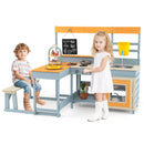Fir Wood Play Kitchen with Kids Picnic Table and Built-in Bench-Gray by LJGDeals