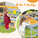 Fir Wood Play Kitchen with Kids Picnic Table and Built-in Bench-Gray by LJGDeals