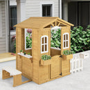 Wood Playhouse with Bench and Serving Stations for 2+ Years Old Kids by LJGDeals